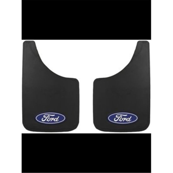 Lastplay 15 x 9 in. Easy Fit Black Mud Flaps with Ford Logo; Black LA365062
